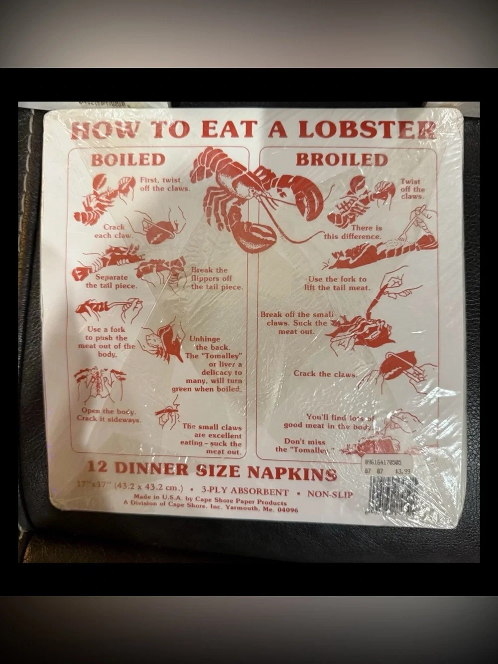 VTG NOS Lot 3 PKGS 36 Paper Dinner Napkins LARGE Lobster Boil Party SEALED C